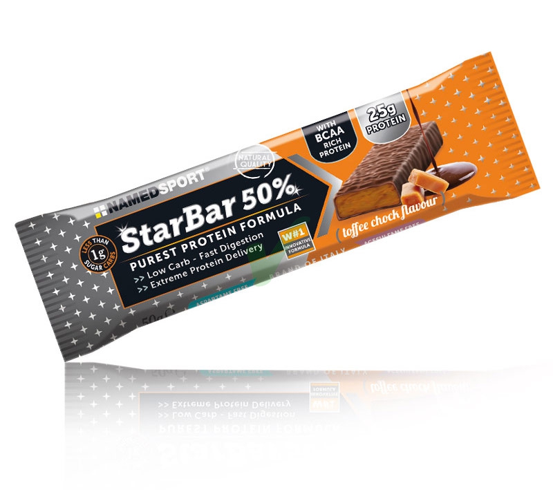 Named Sport Linea Sportivi StarBar Barretta Proteica Integratore 50 g Toffee